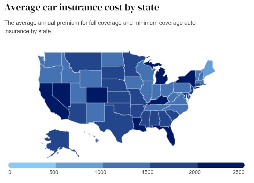 average car insurance us states 2022