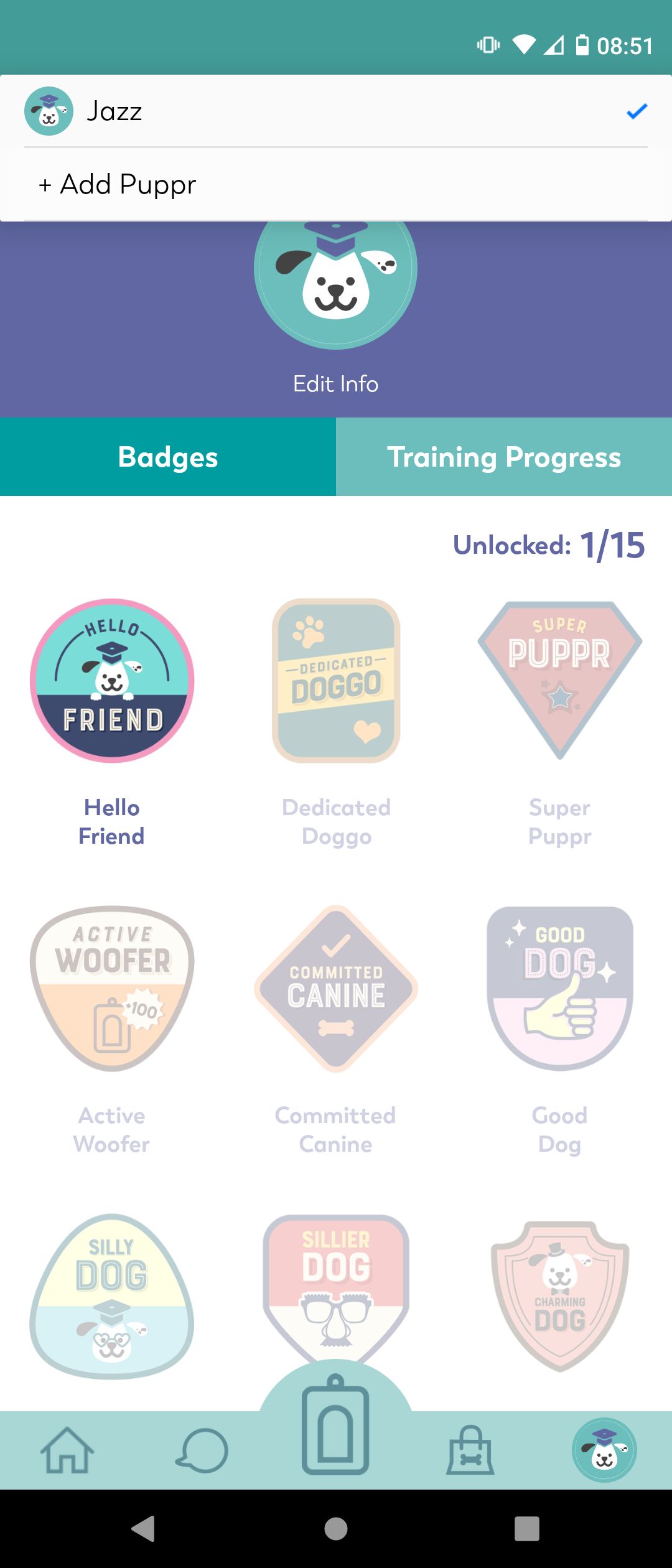 Badges and Add Pet Feature on the Puppr App