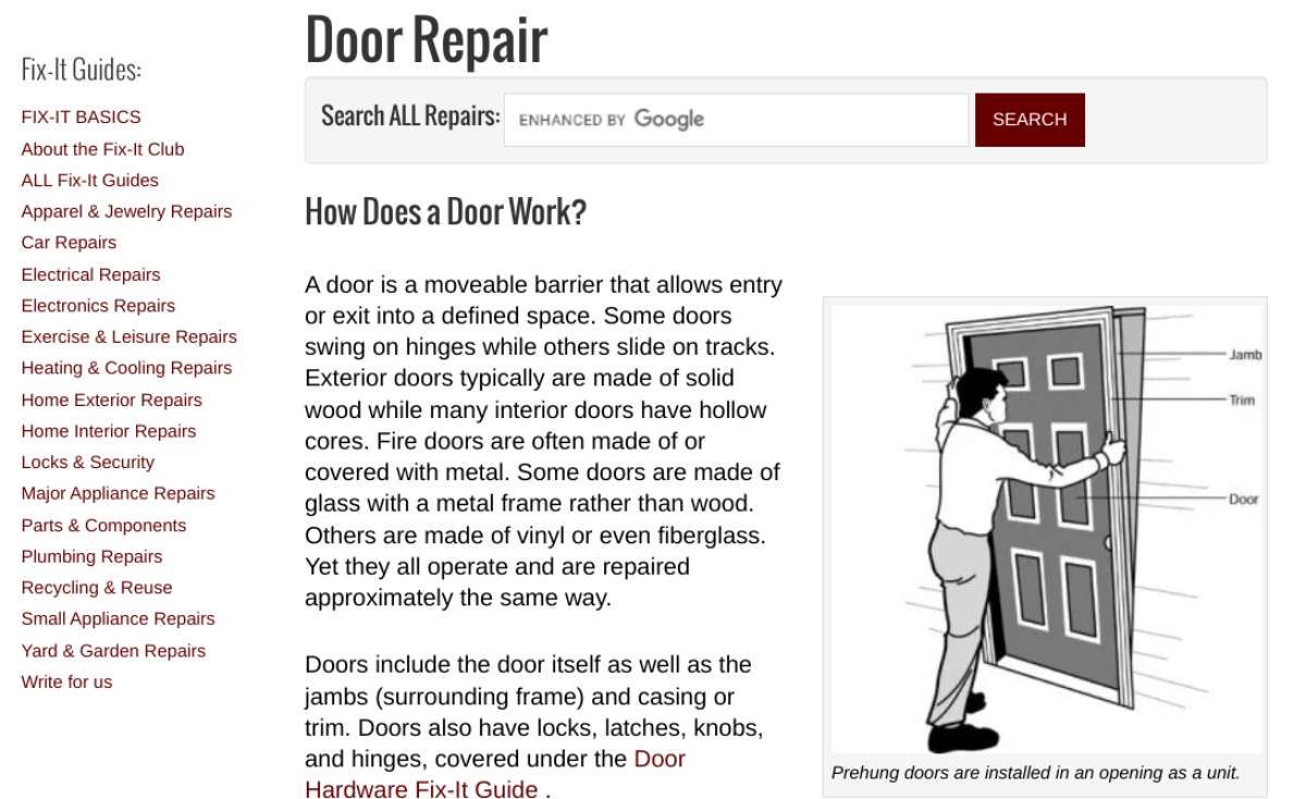 Fix-It Club's free homeowner's repair guides include detailed and simple instructions to fix any household problem with common tools and basic skills