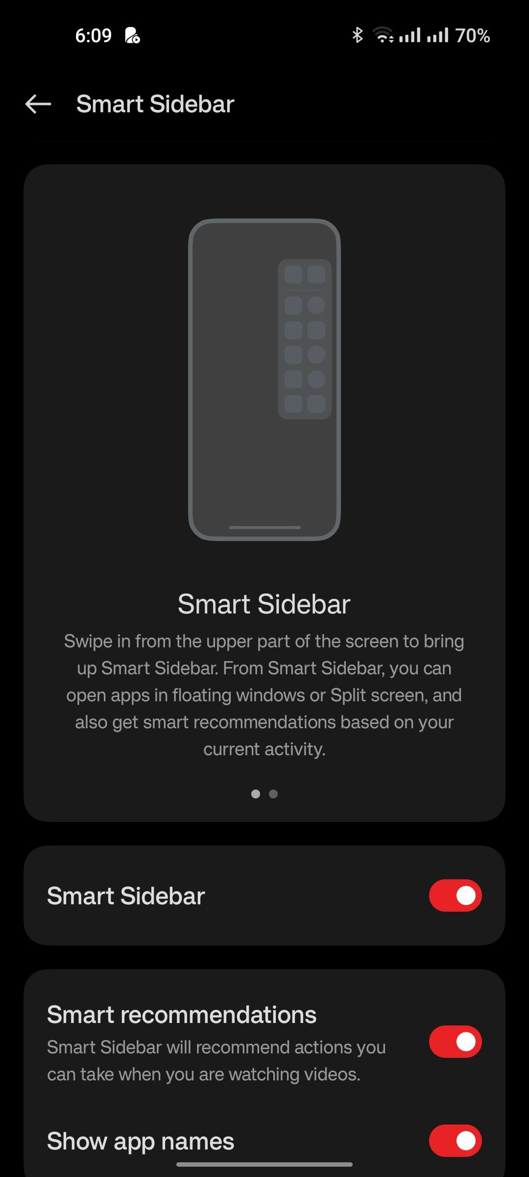 Smart Sidebar settings