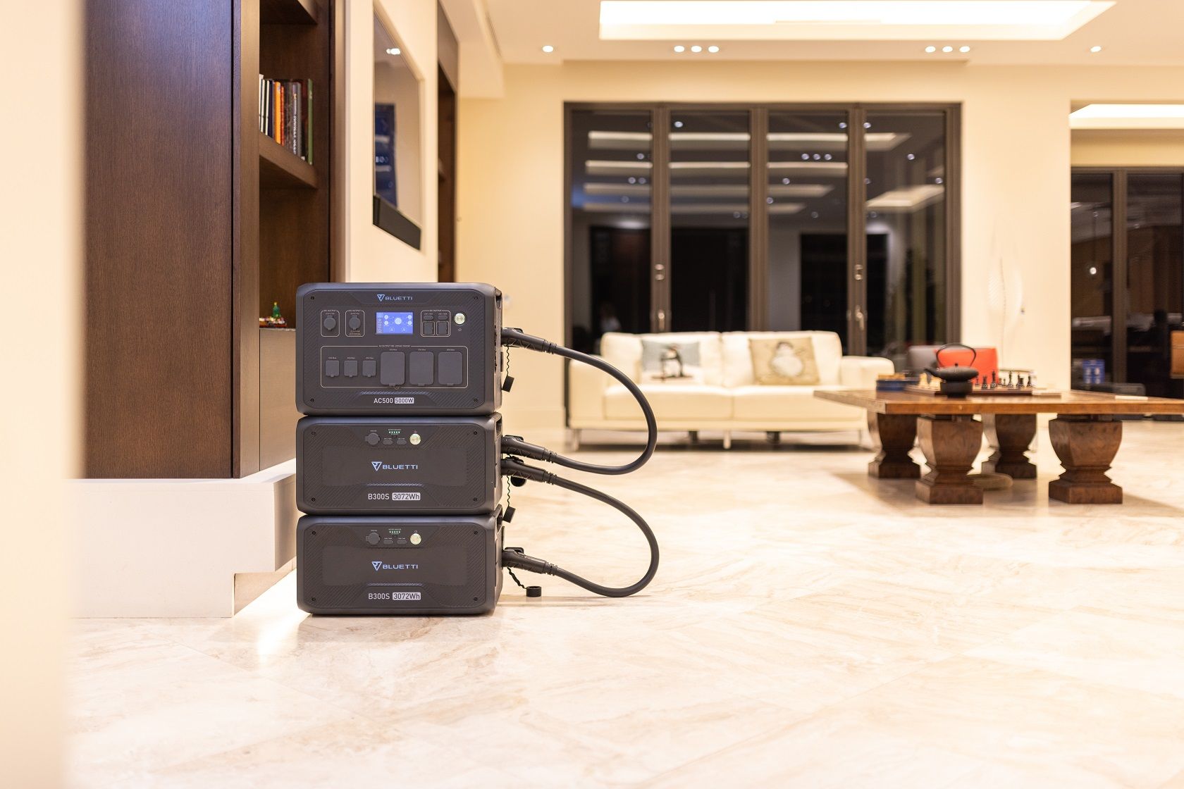 bluetti ac500 power station in living room