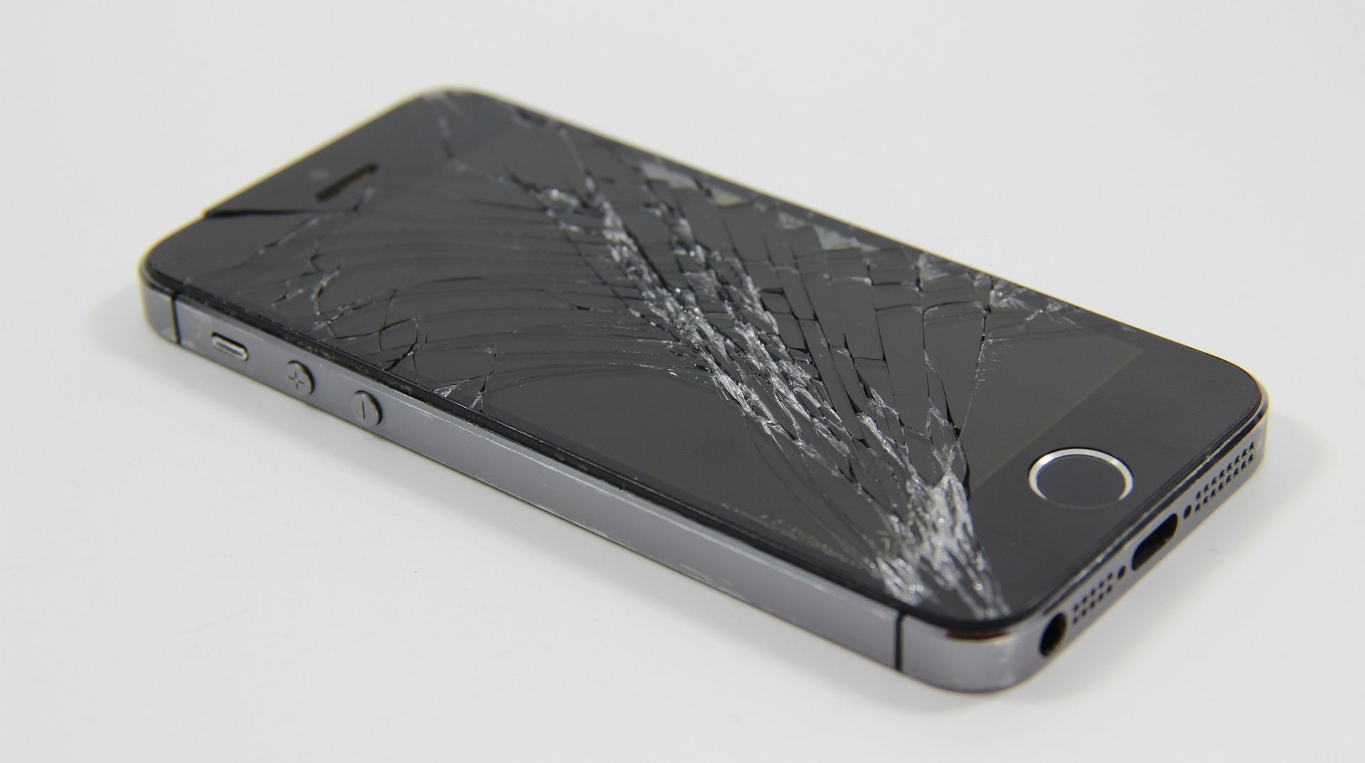 photo of iphone with broken screen