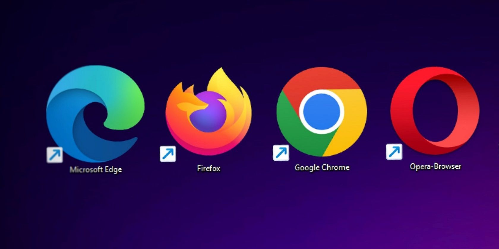 The Edge, Firefox, Google Chrome, and Opera browser icons