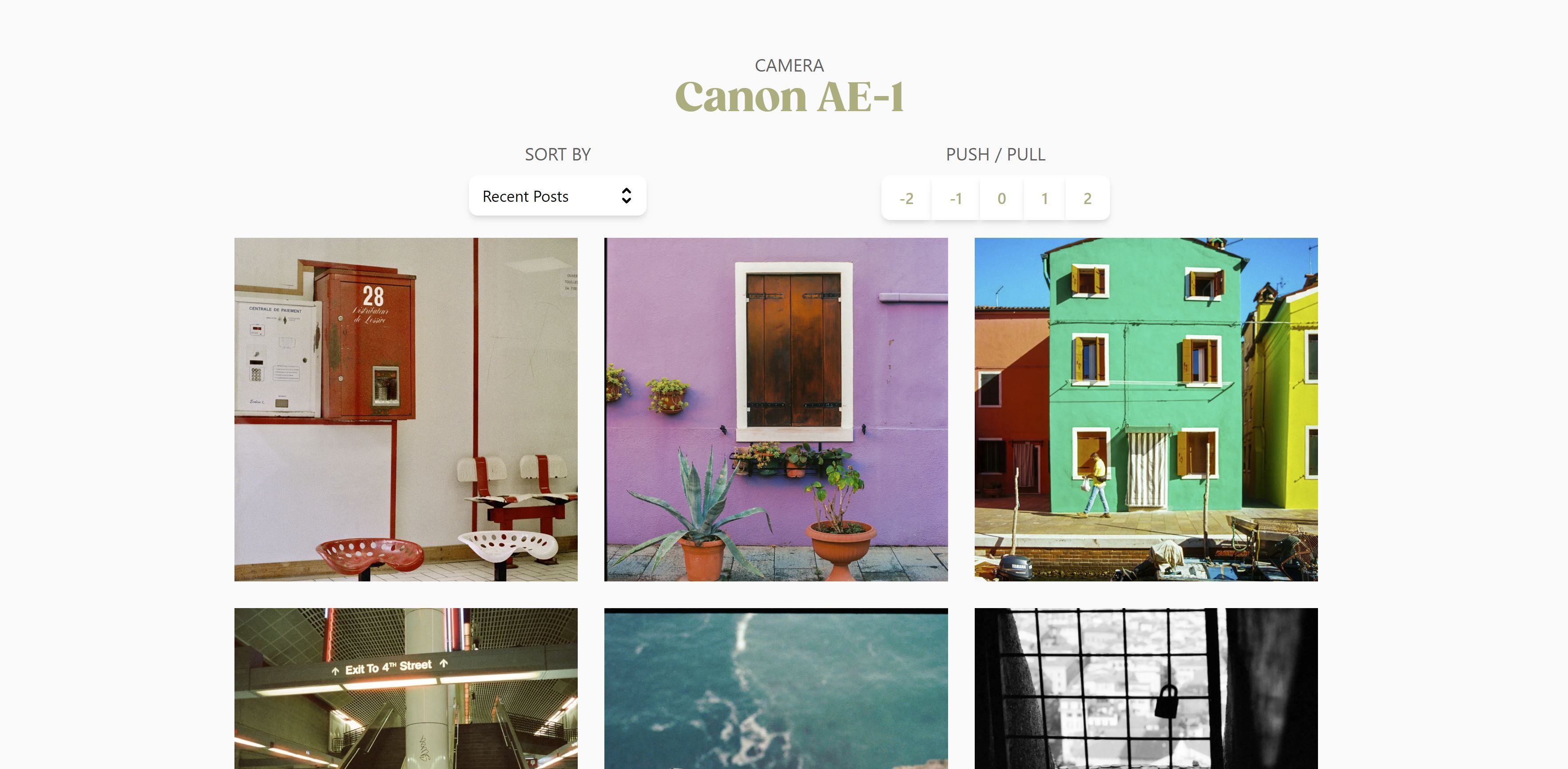 search results page for canon ae 1 film camera on grainery desktop site