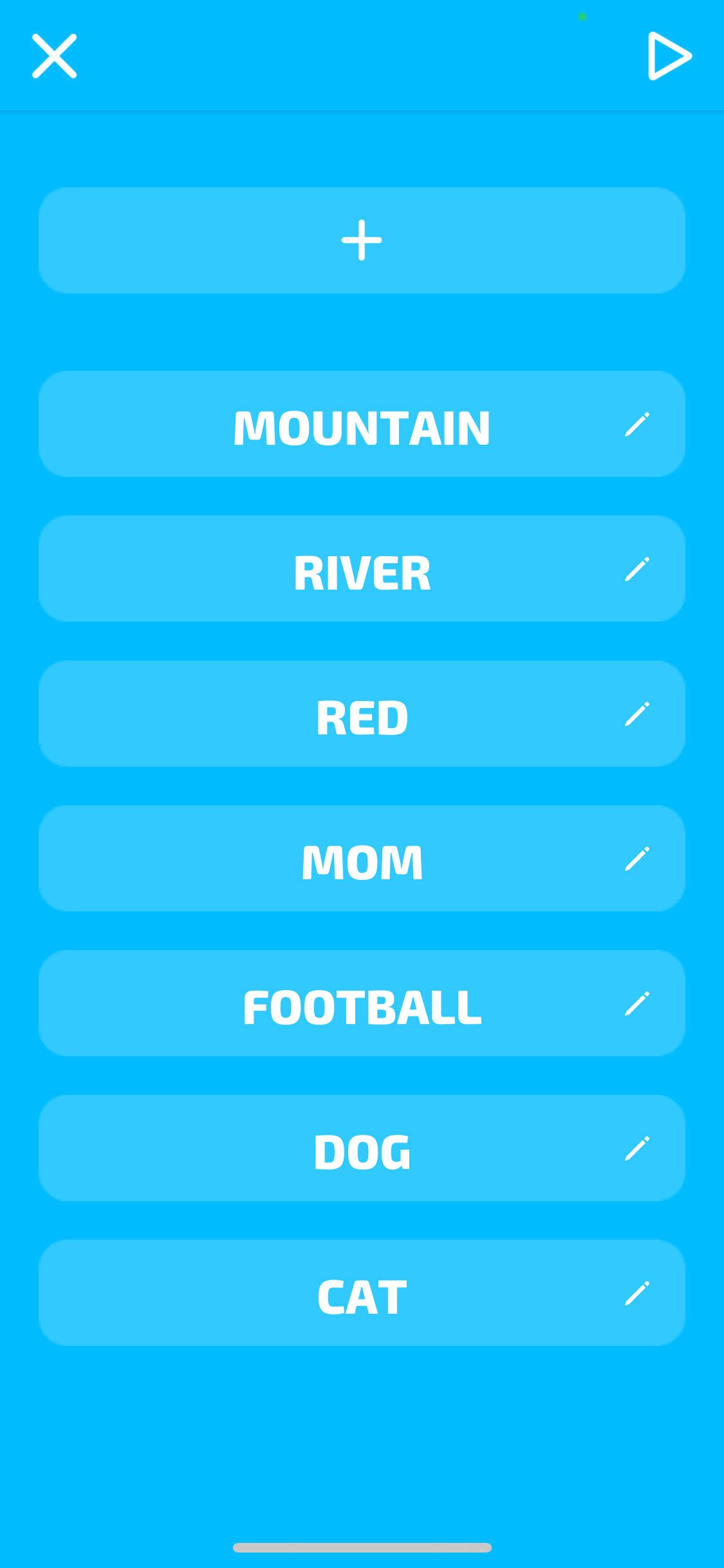Catchy Words app word list
