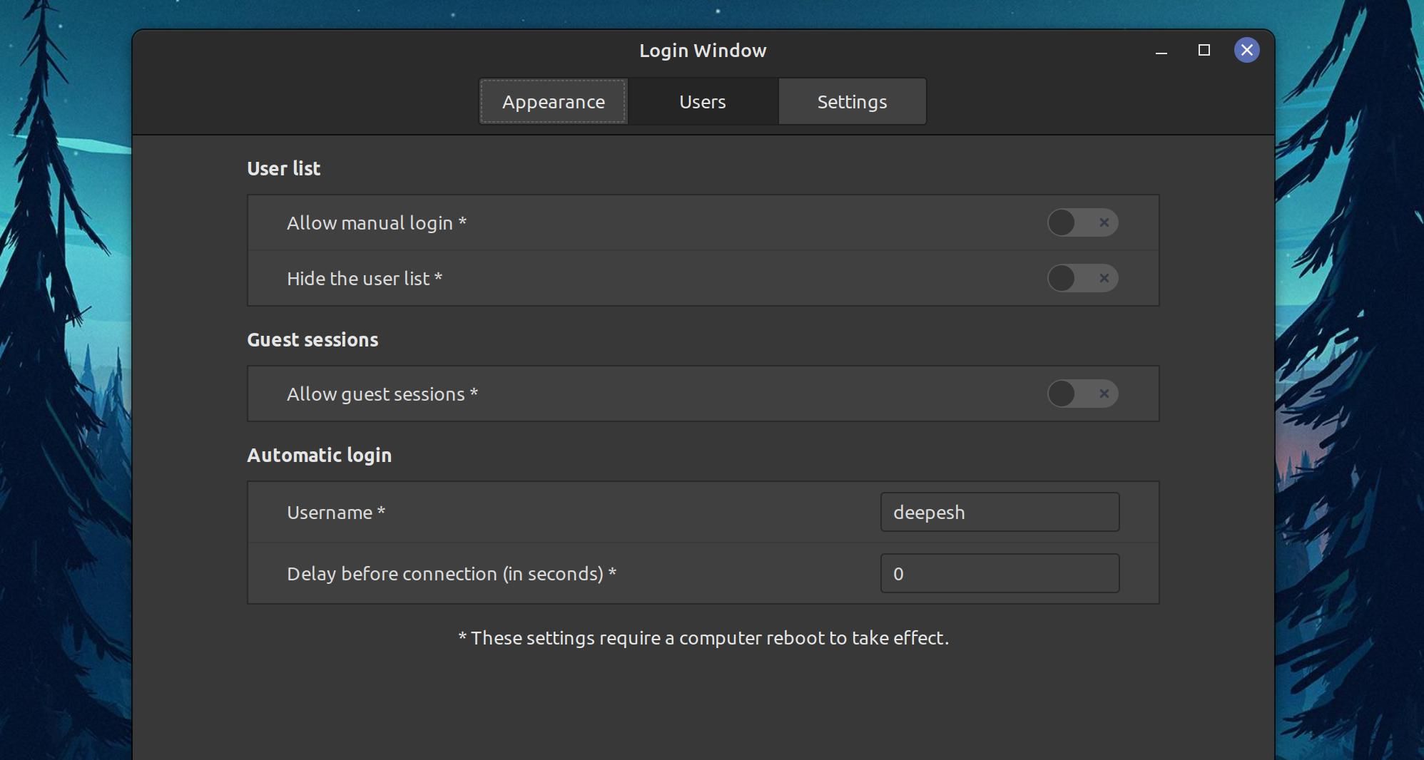 change automatic login settings linux mint