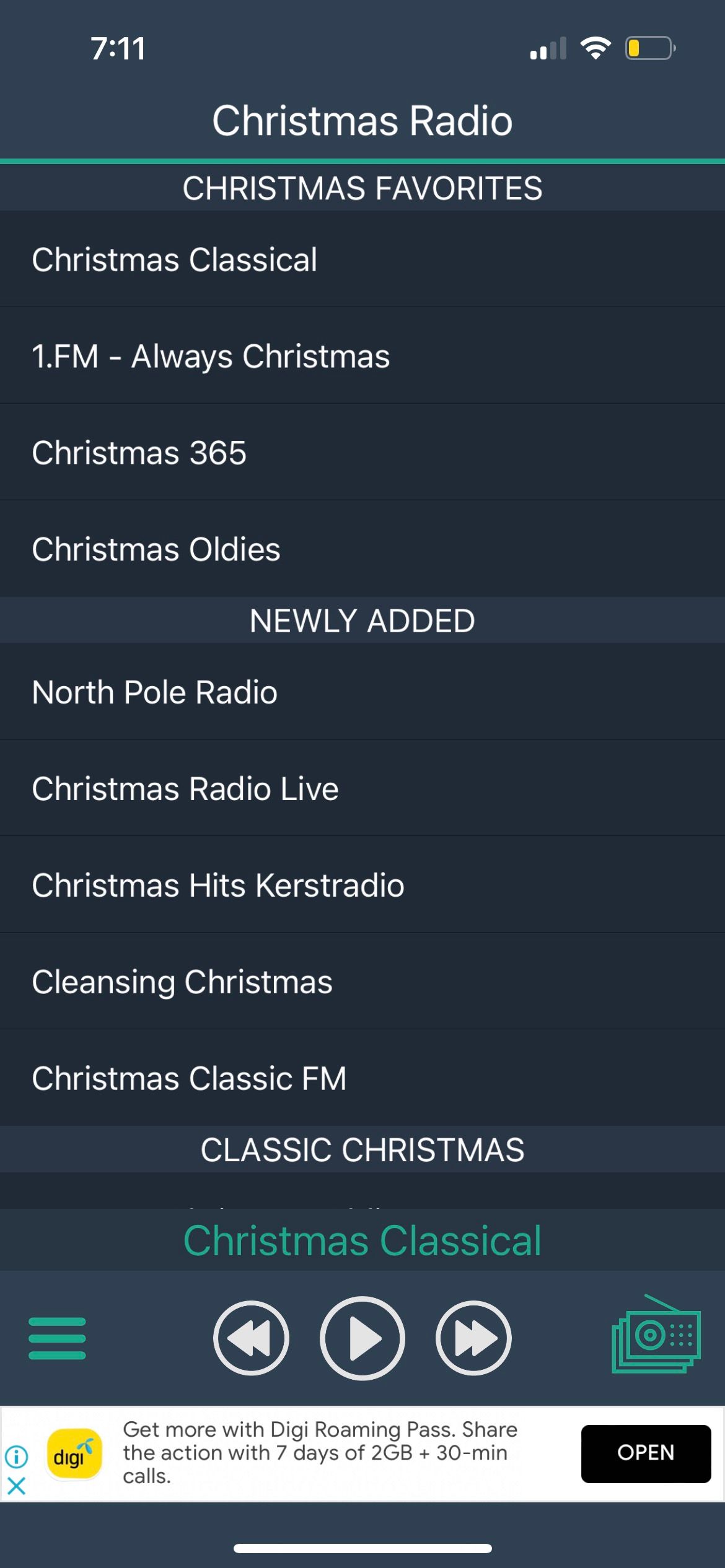 christmas radio night mode