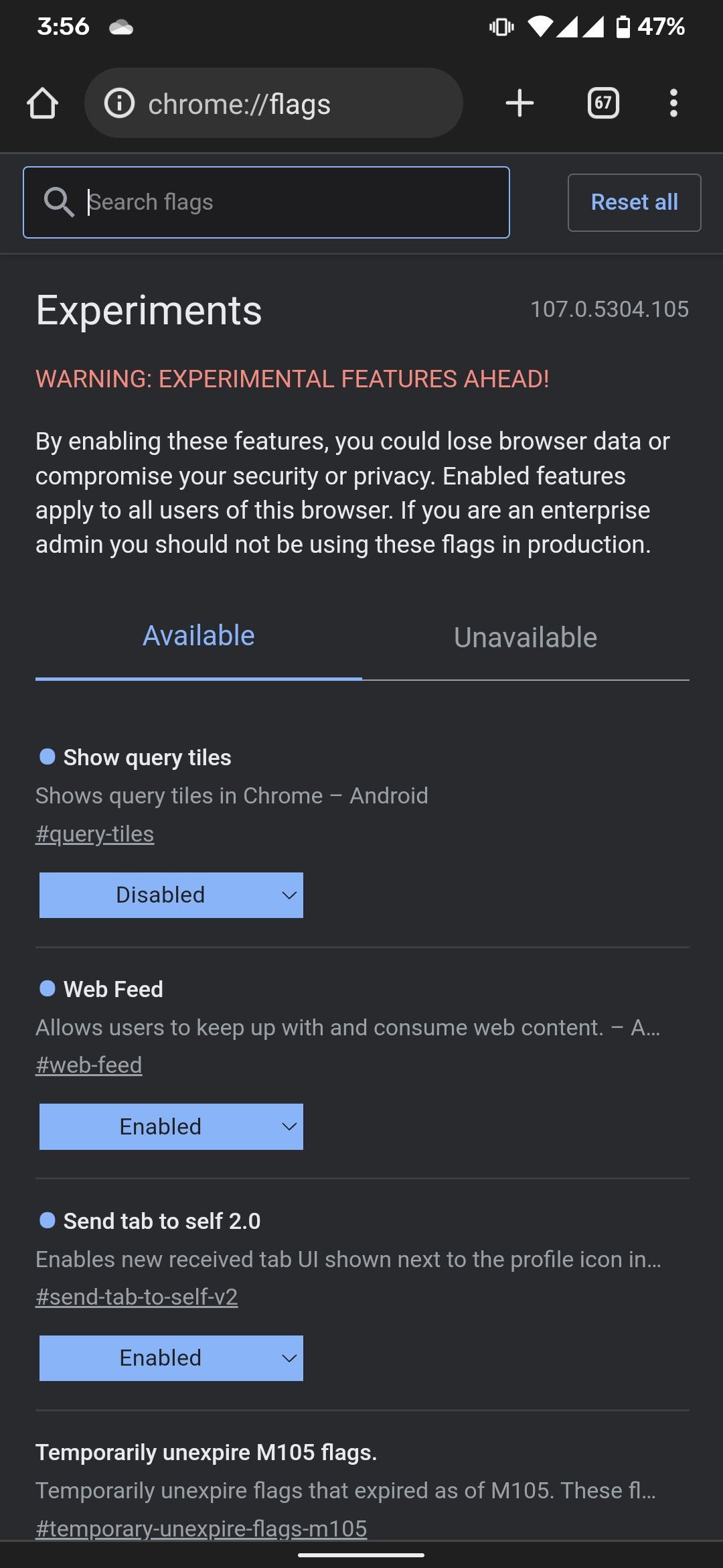 Chrome Flags for Android