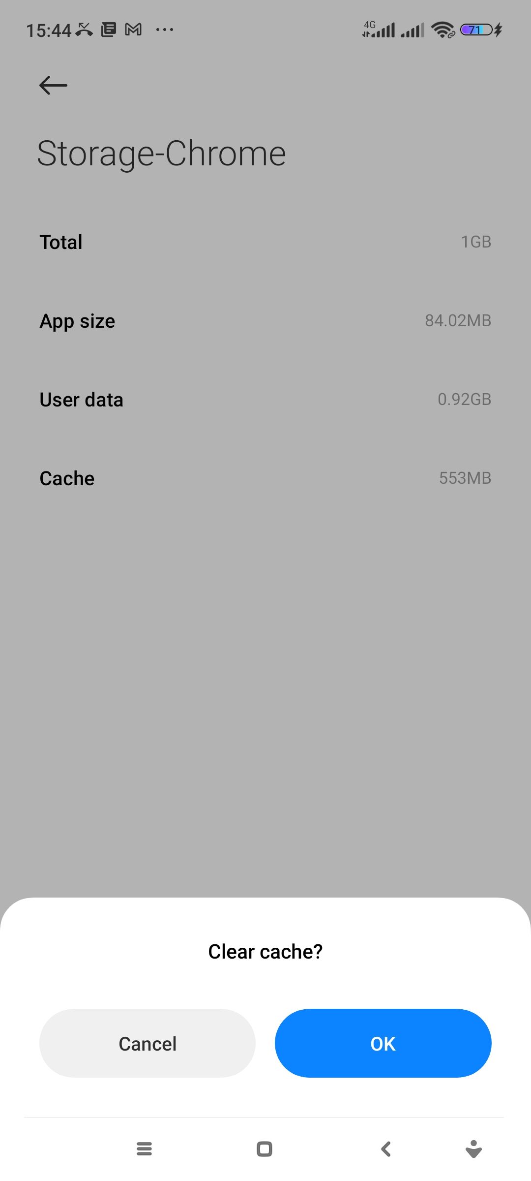 Clear accumulated app data on Android