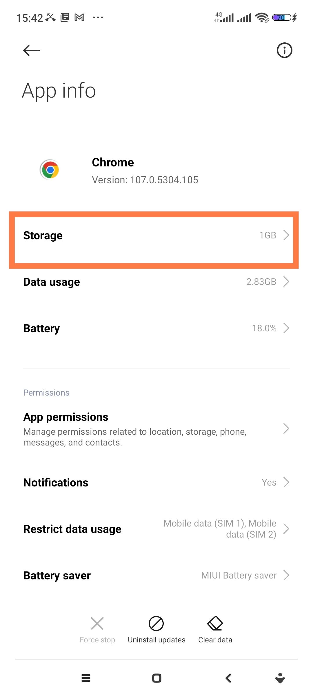 clearing app data and cache on android