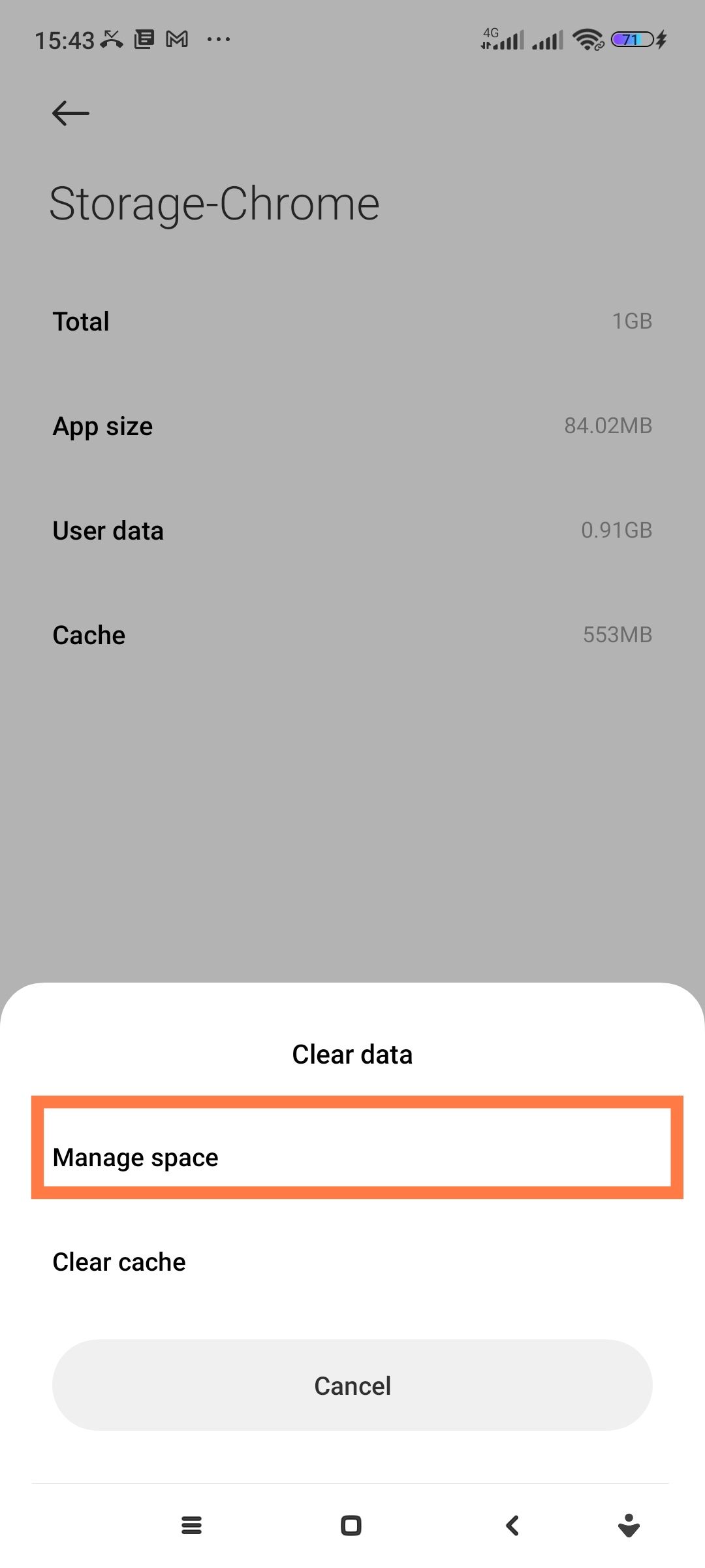 clearing app data on android