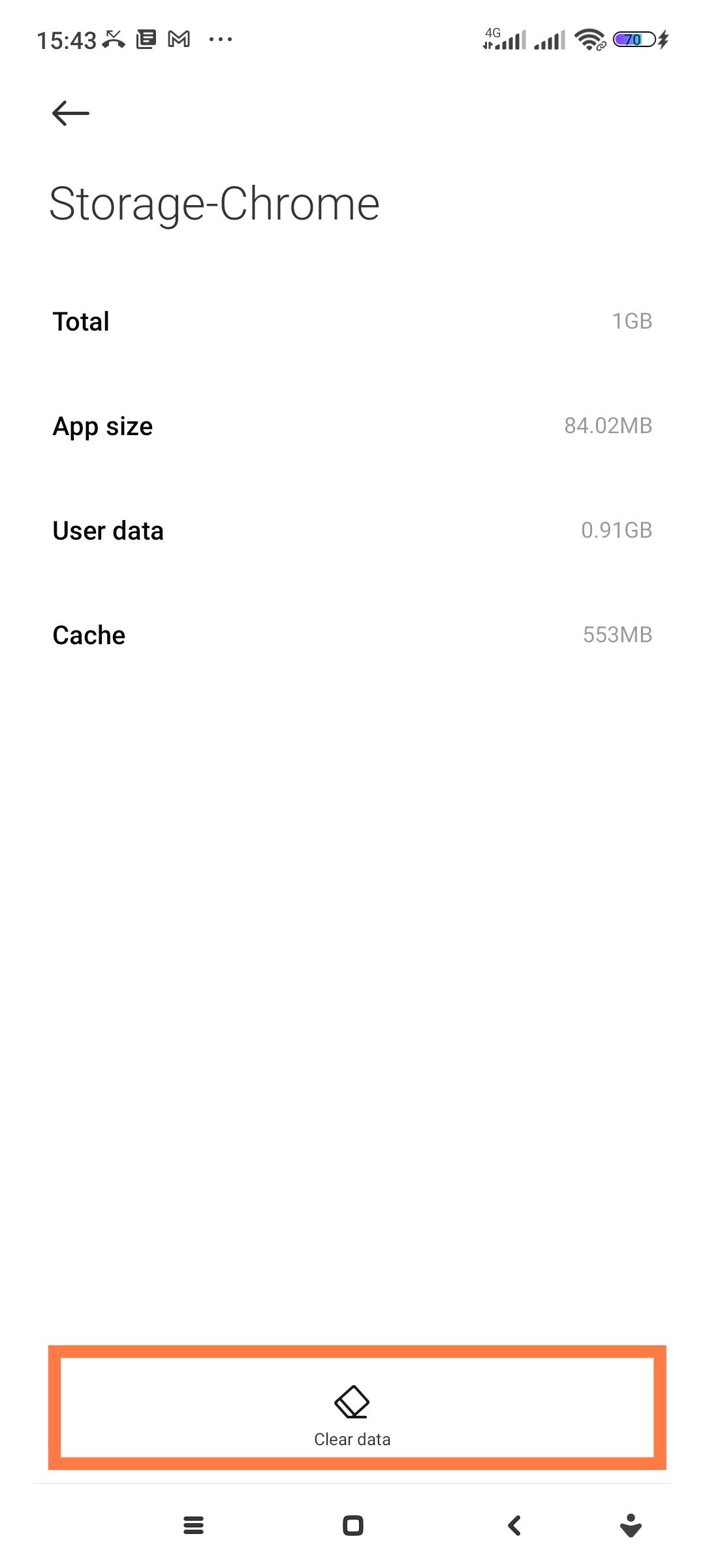 clearing cache and app data on android
