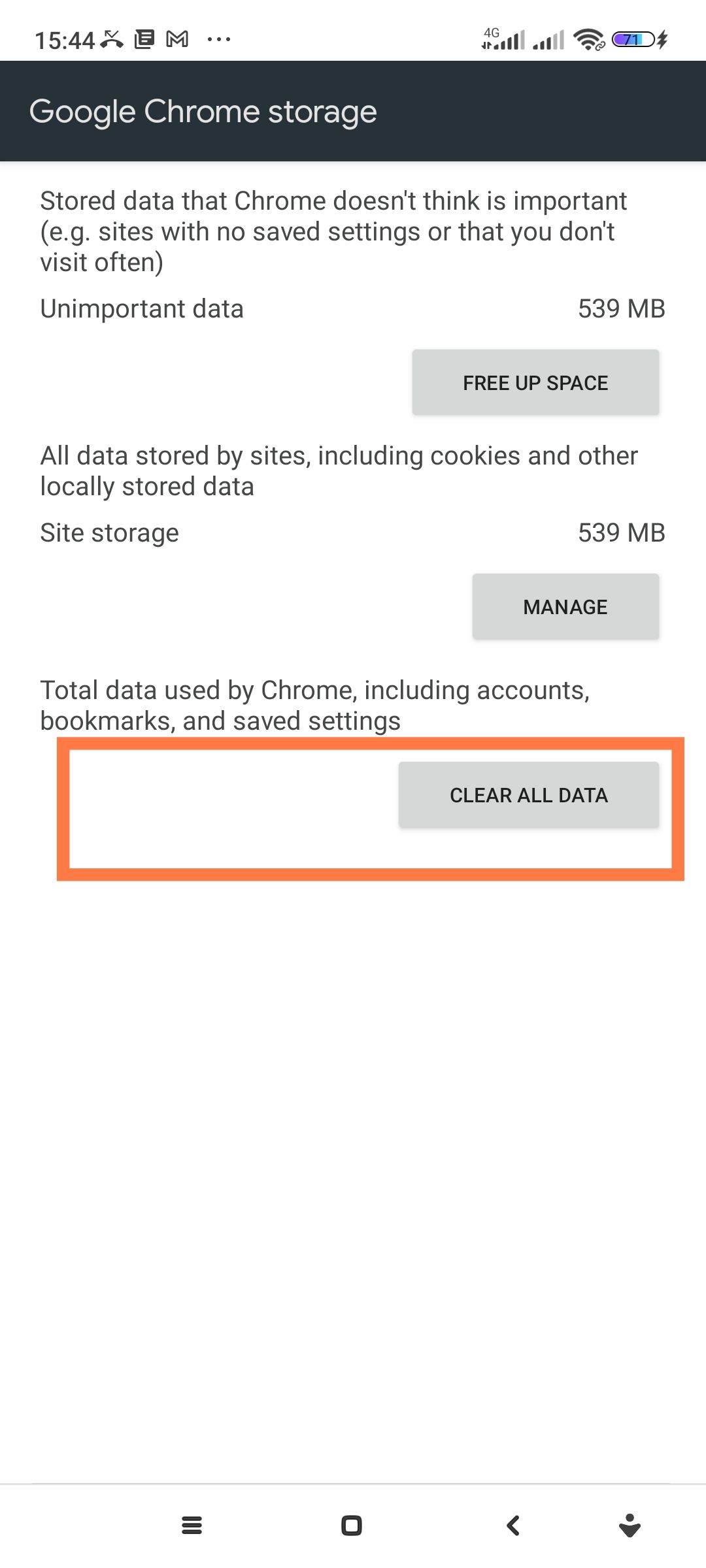 clearing cache on android