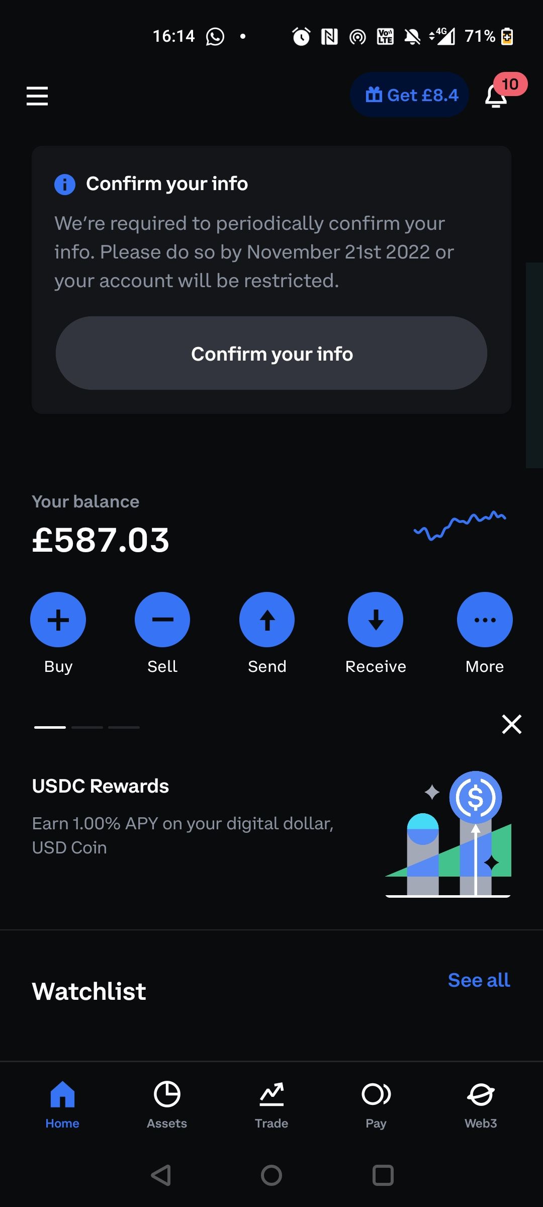 coinbase app home page