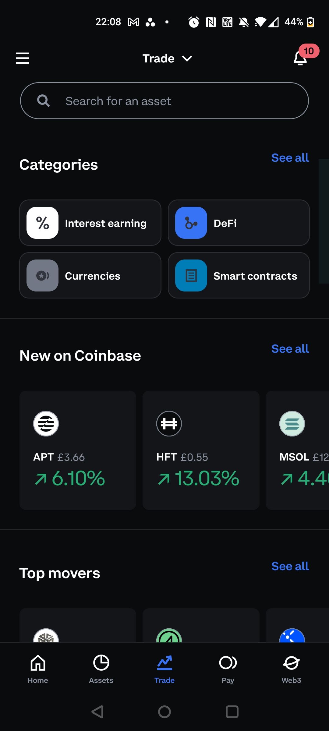 coinbase app trading and assets