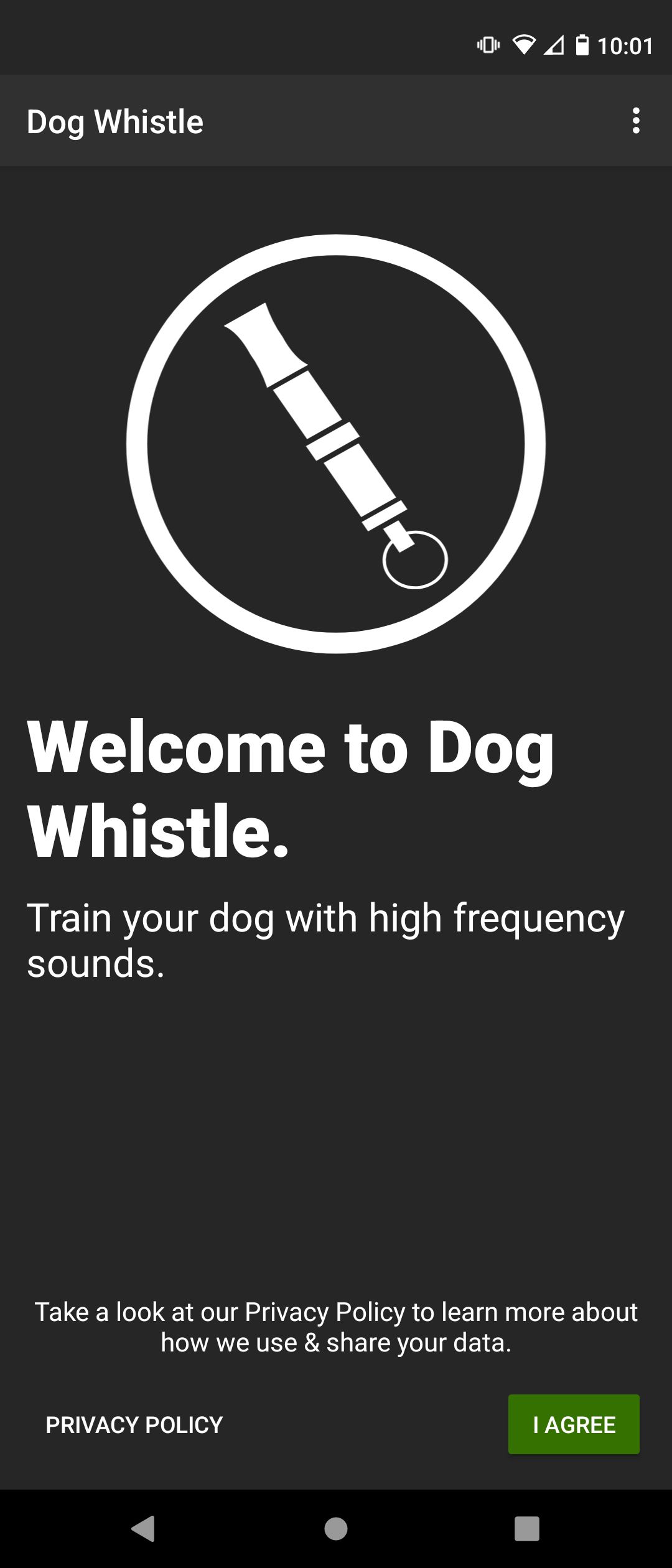 Description de l'application Dog Whistle sur Android