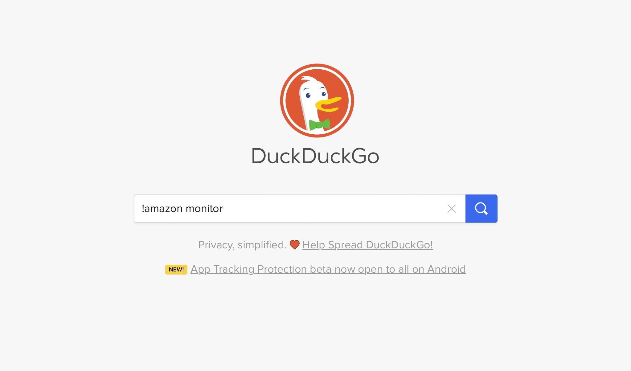 Example of DuckDuckGo Bang Command Search