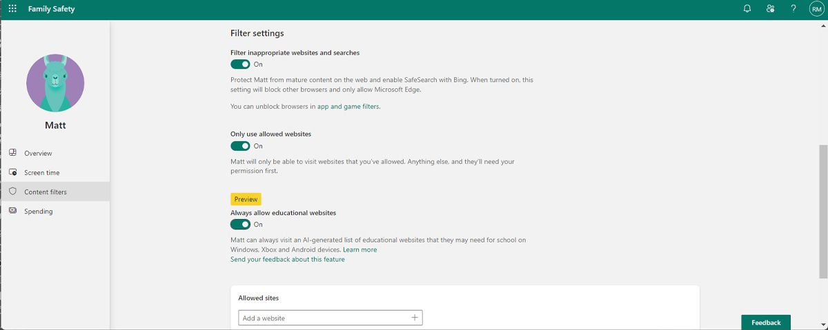 Windows 11 parental controls and privacy settings