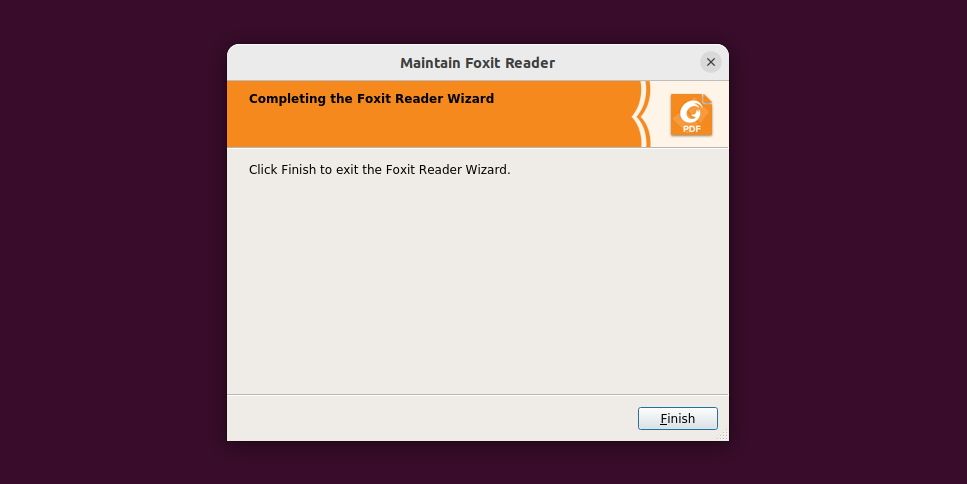 Foxit Wizard confirms that the uninstall process is complete