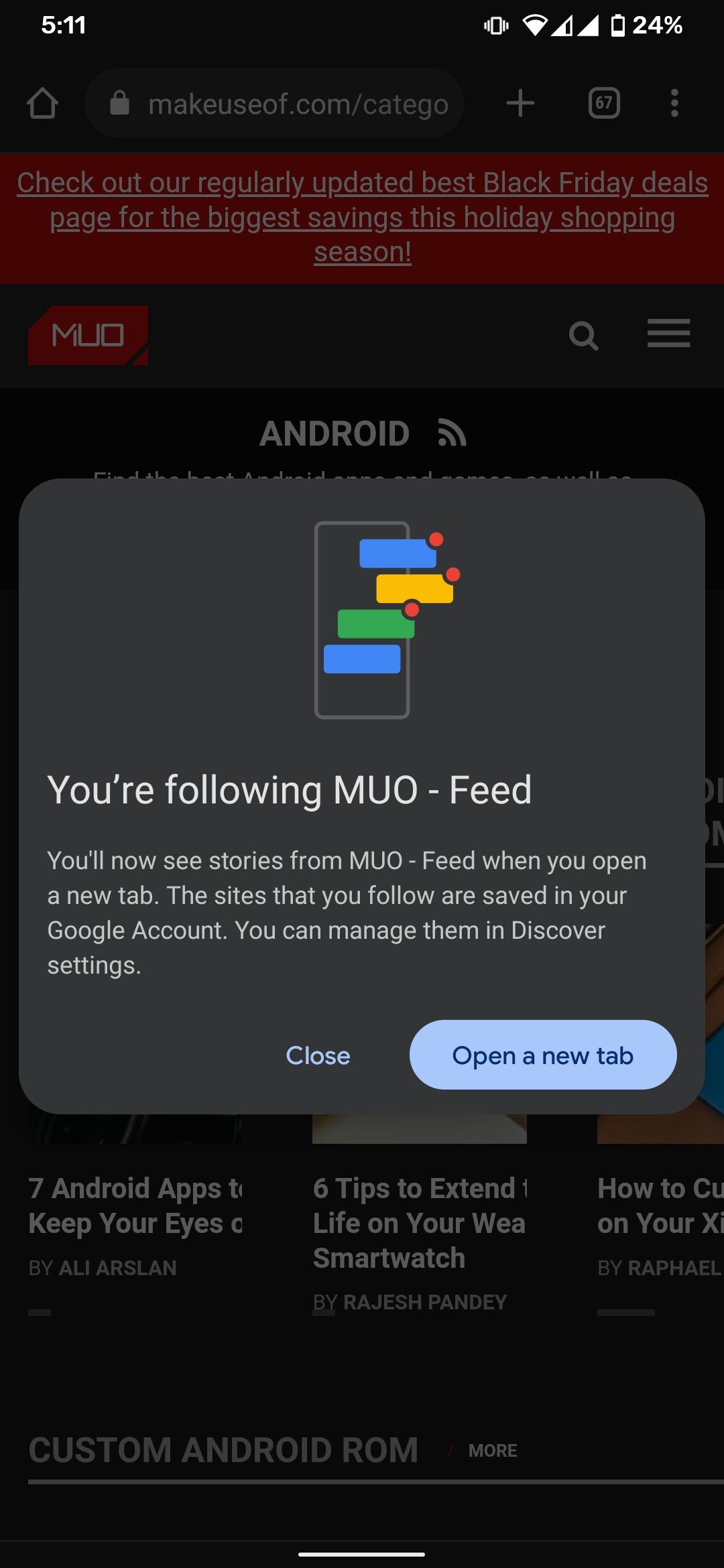 Follow button on overflow menu