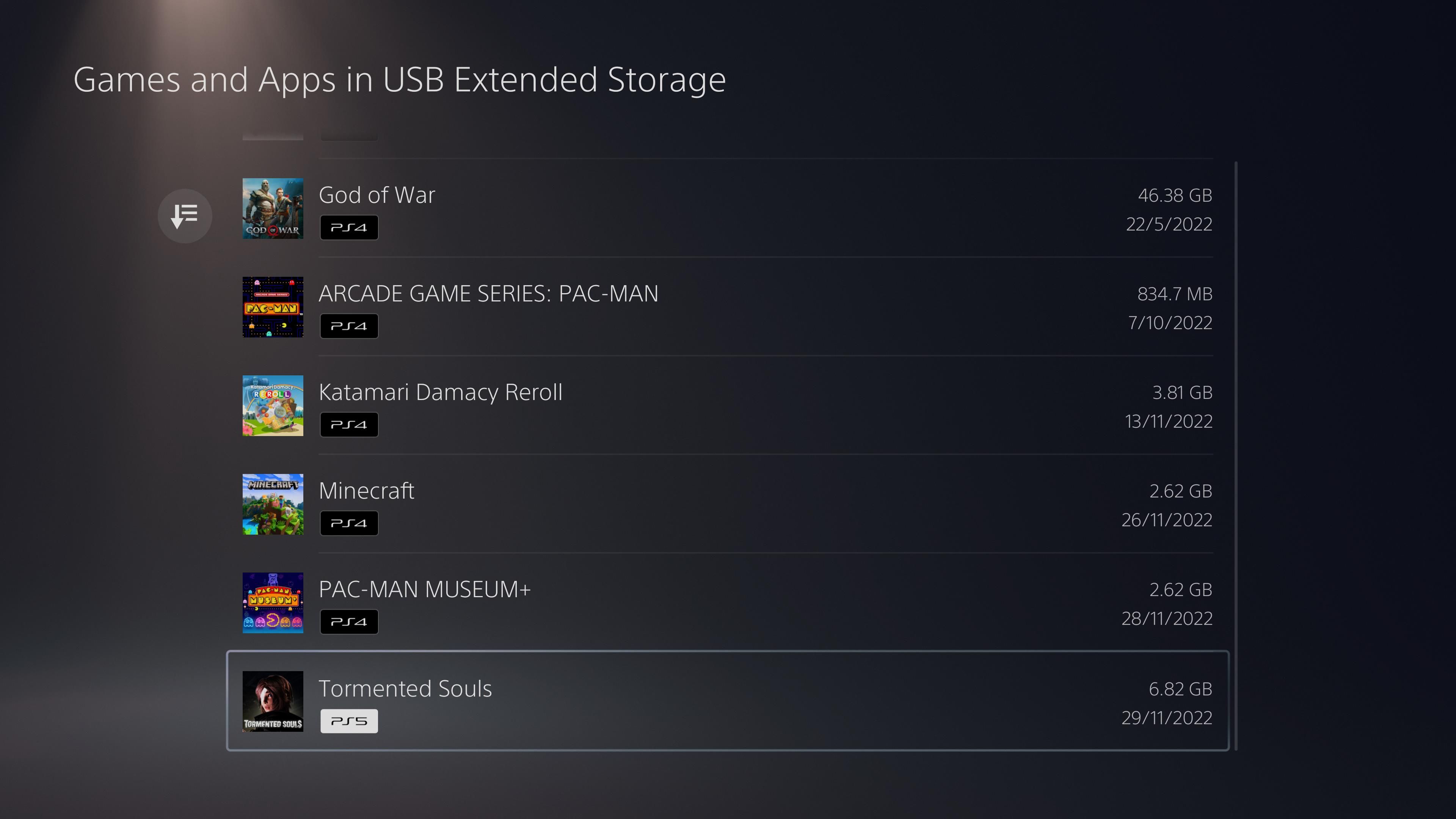 games in extended storage PS5