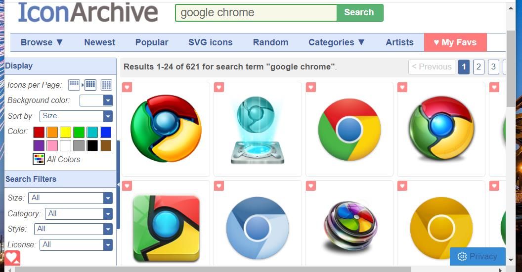 Google Chrome icons