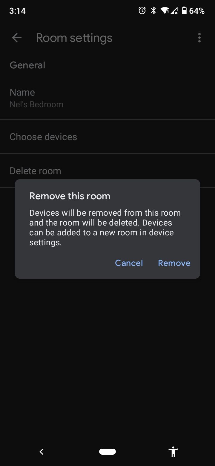 google home confirm room removal