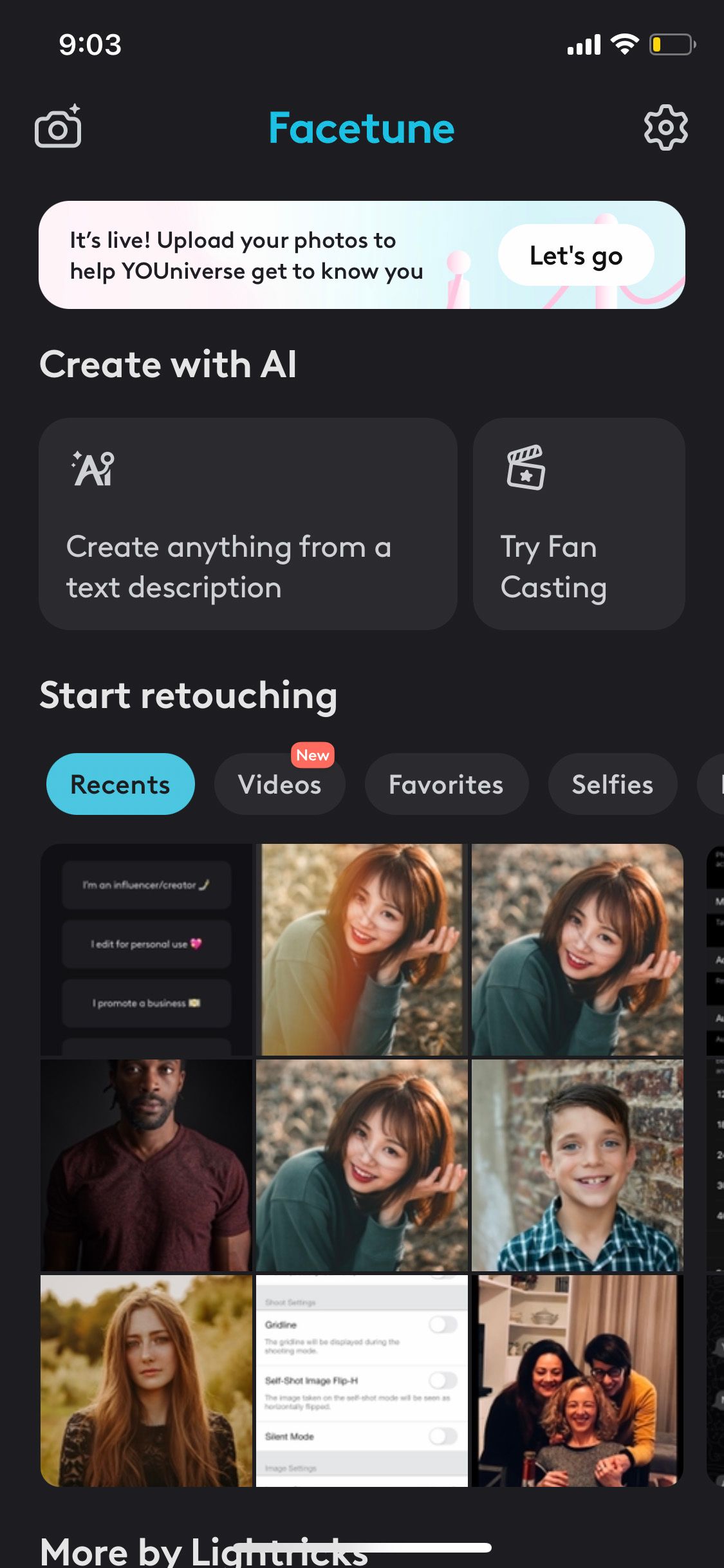 Home page FaceTube editor