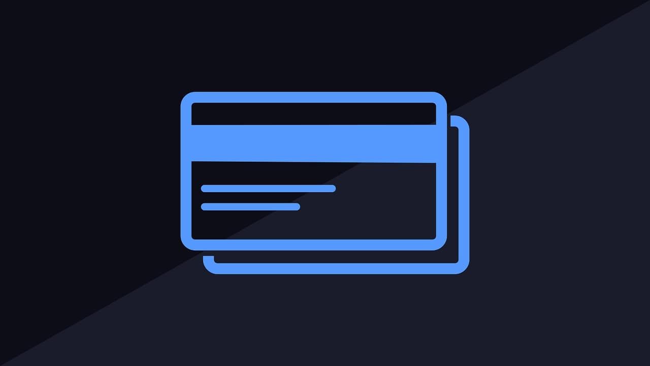 Graphic illustration of a credit card on dark blue background
