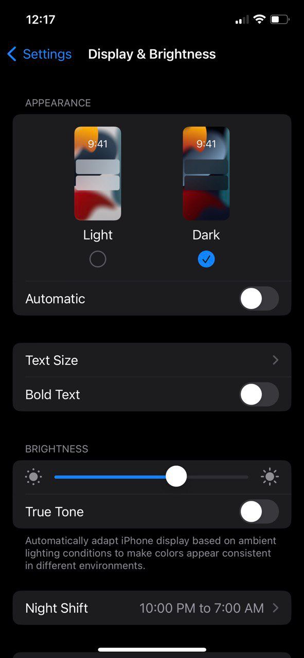 iOS Display-Brightness