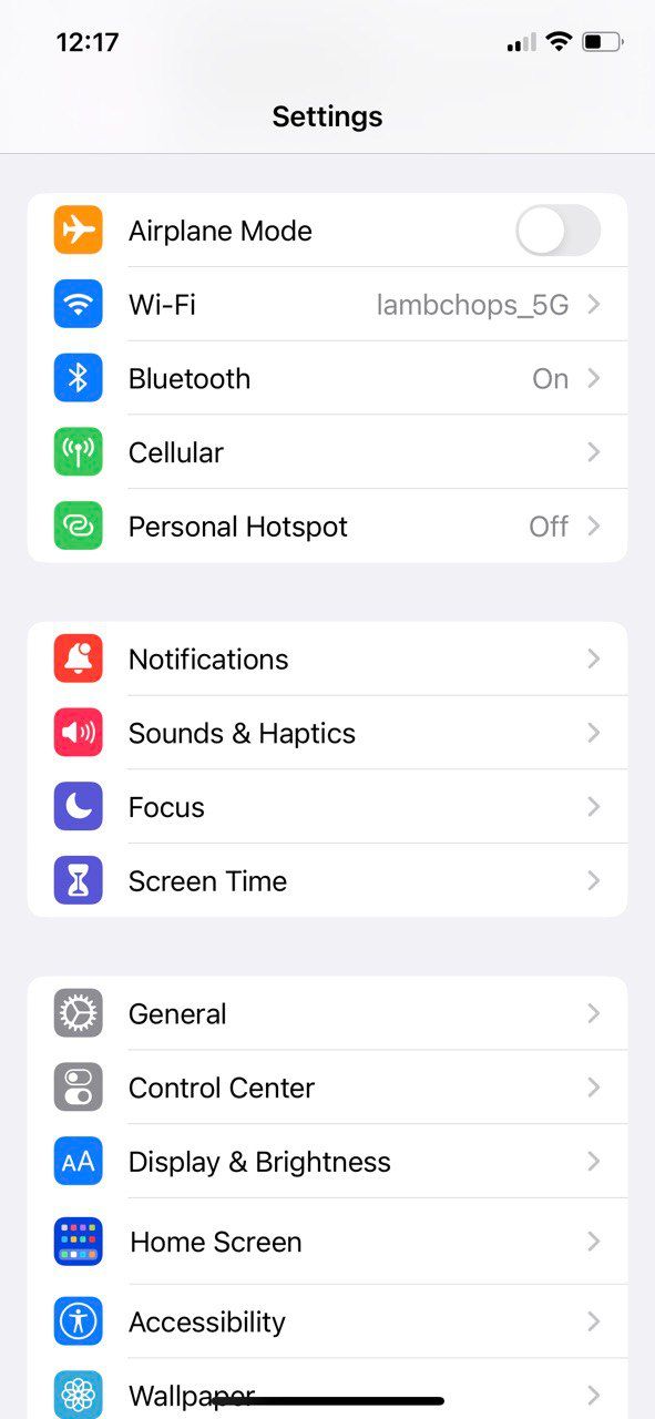 iOS Settings