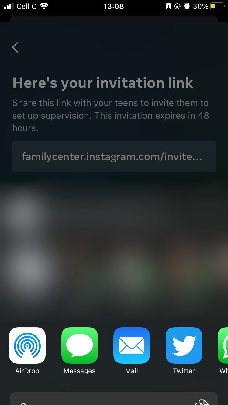 invite link for instagram supervision with send options