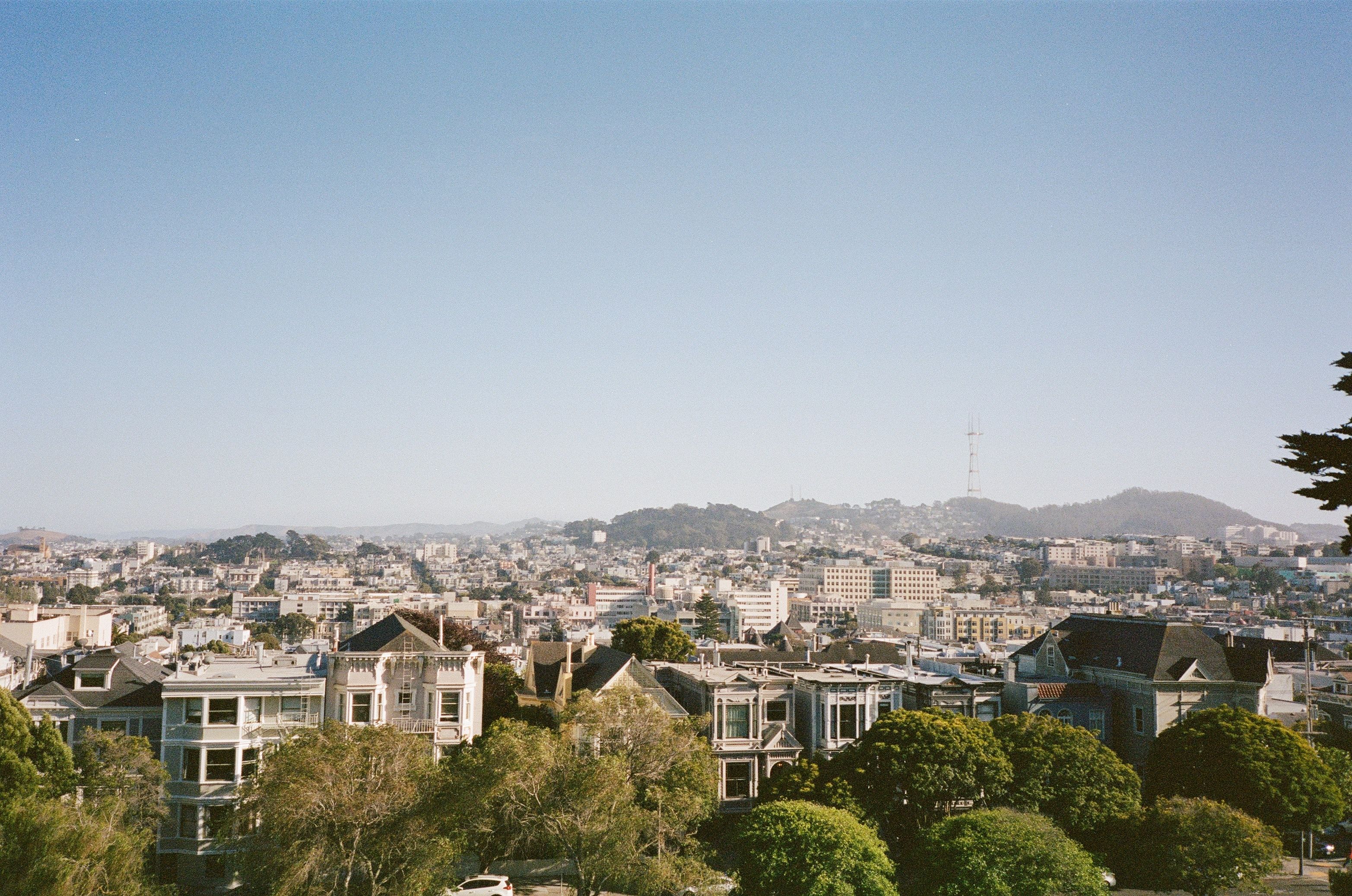 photo of a city taken with a film photography style