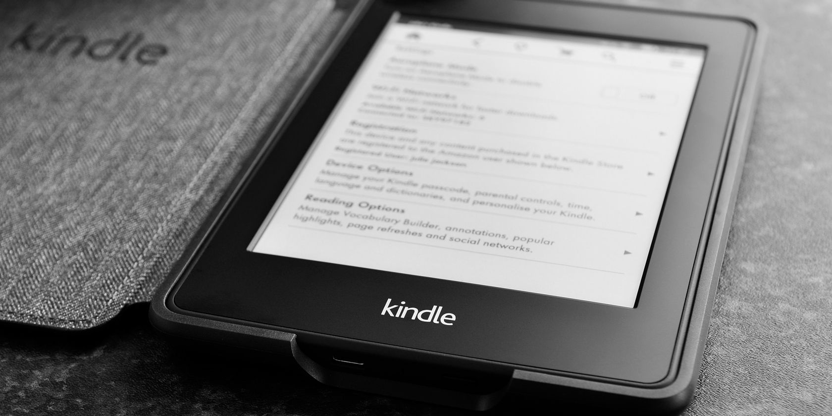 kindle with cover open