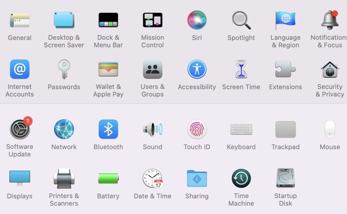 macOS system preferences menu