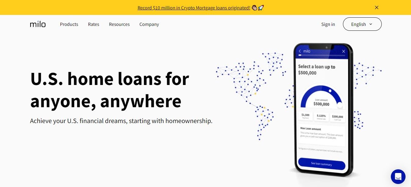 A screenshot of the Milo Mortgage platform