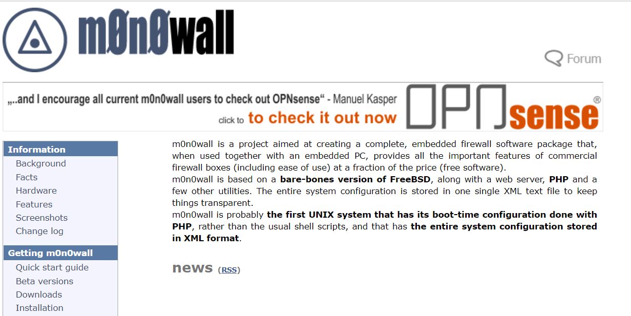 tangkapan layar situs web monowall