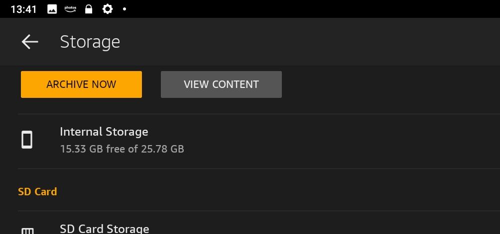 Archive storage on Amazon FireOS