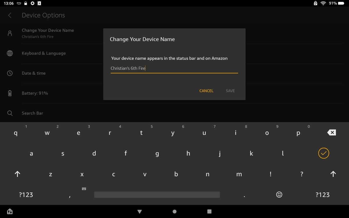 Change your Amazon Fire tablet device name