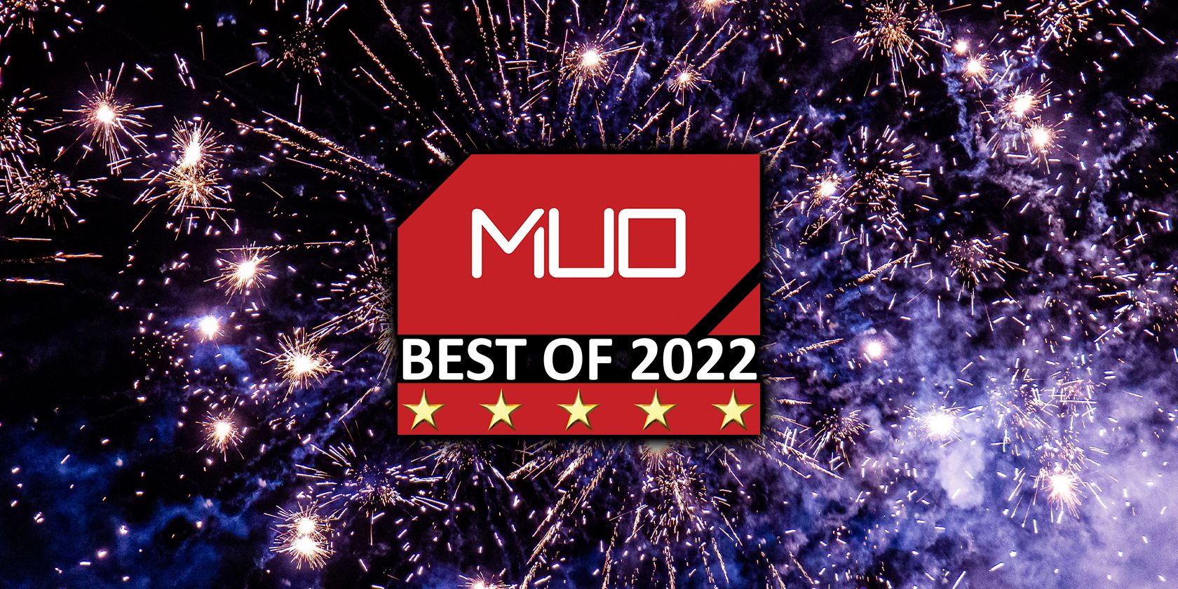 muo best tech of 2022 awards logo with fireworks in background