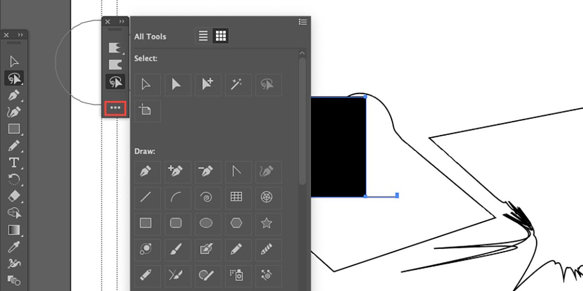 Toolbar baru ilustrator menambahkan alat.