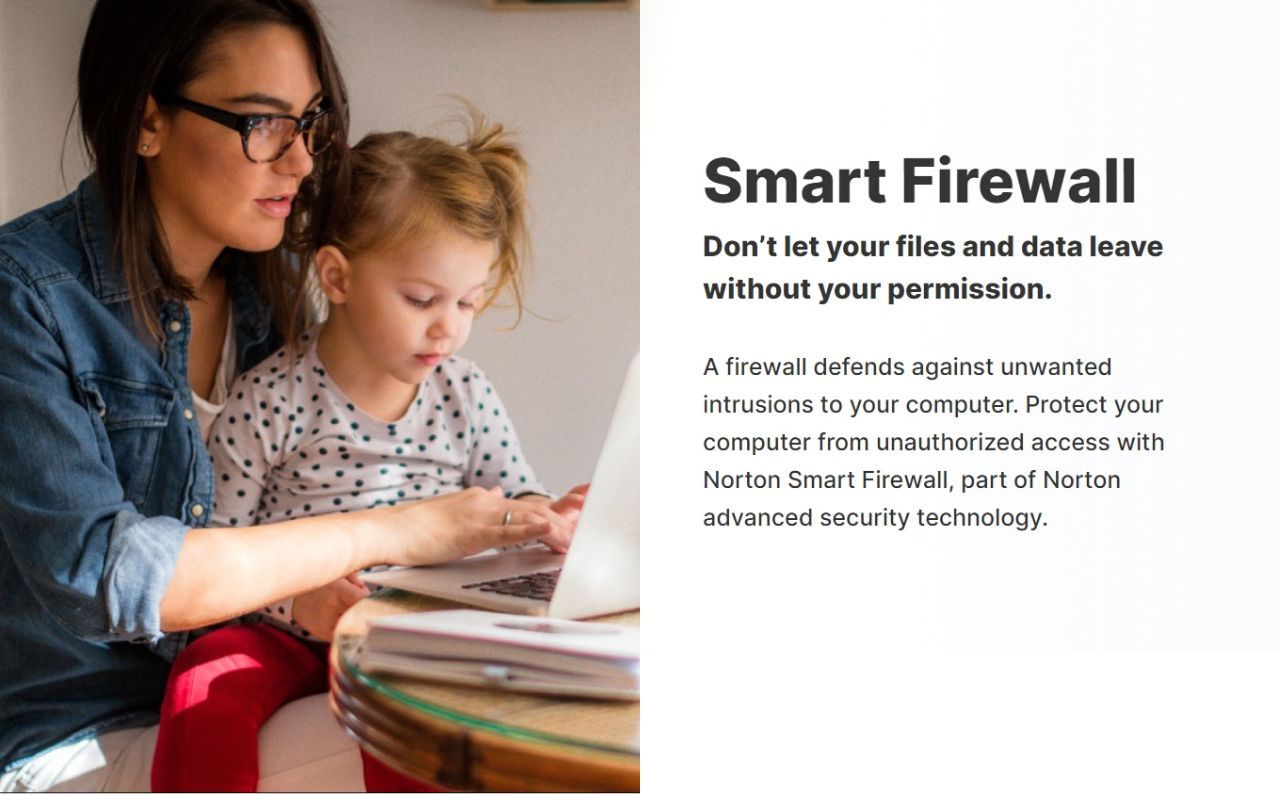 A picture depicting a woman and girl using Norton Smart Firewall