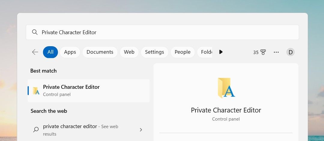 Open Private Character Editor Using Search Tool