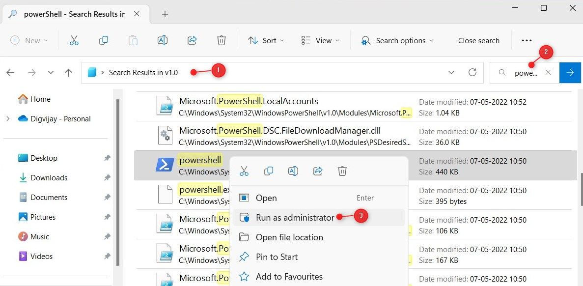 Abra Windows PowerShell usando el Explorador de archivos
