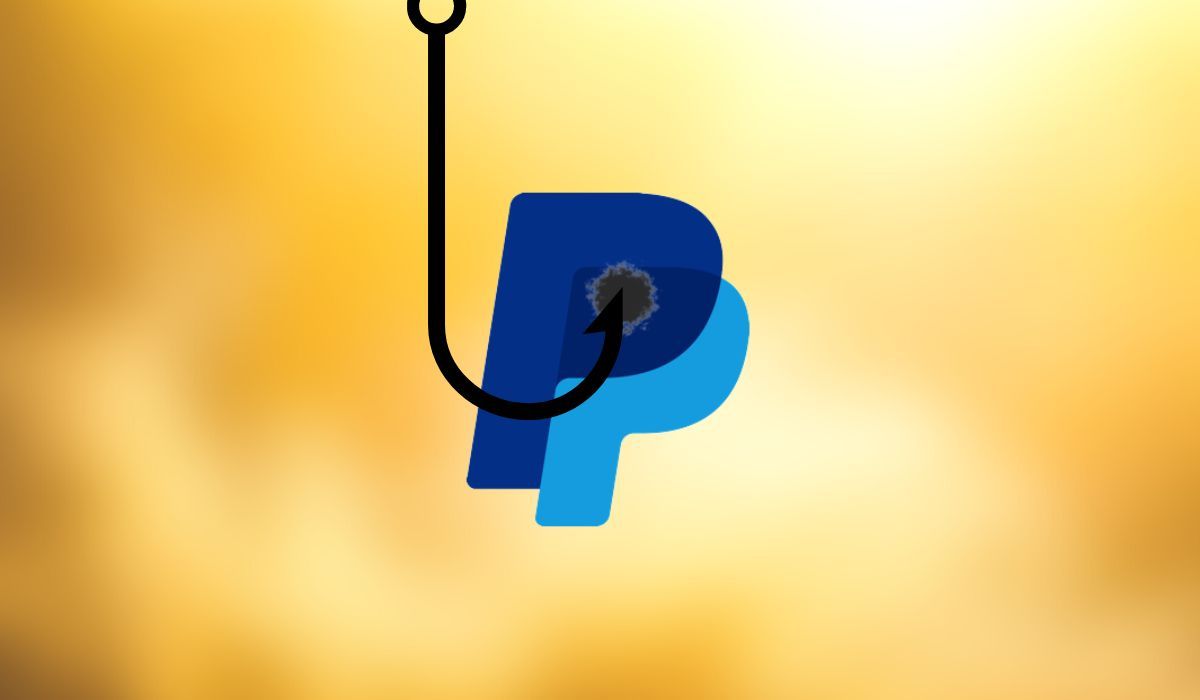 Logo PayPal avec hameçon vu sur fond jaune vif