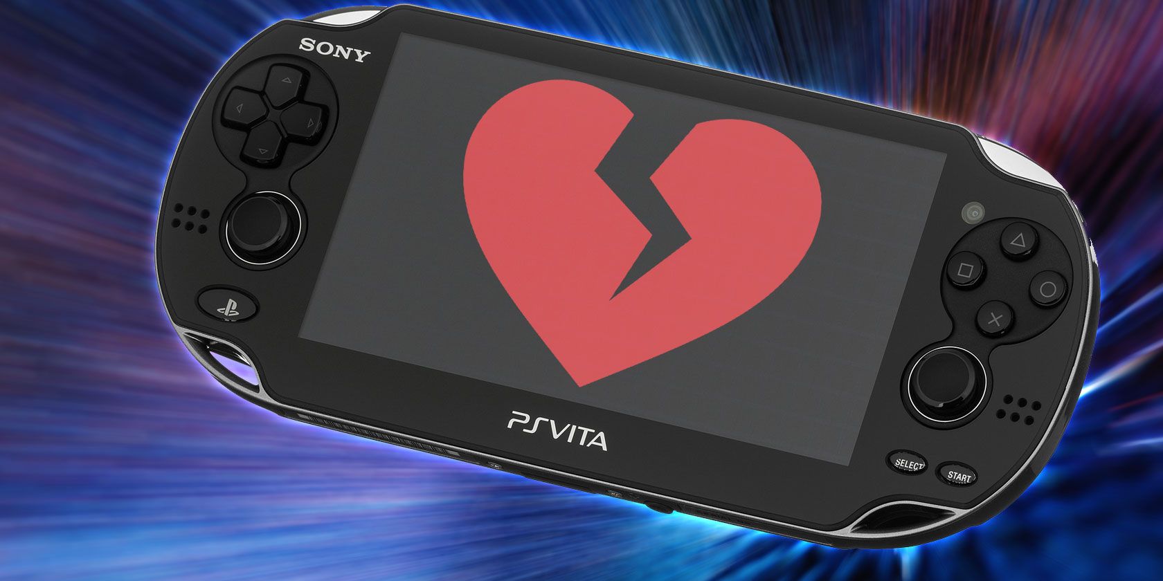 PS Vita with broken heart on its screen