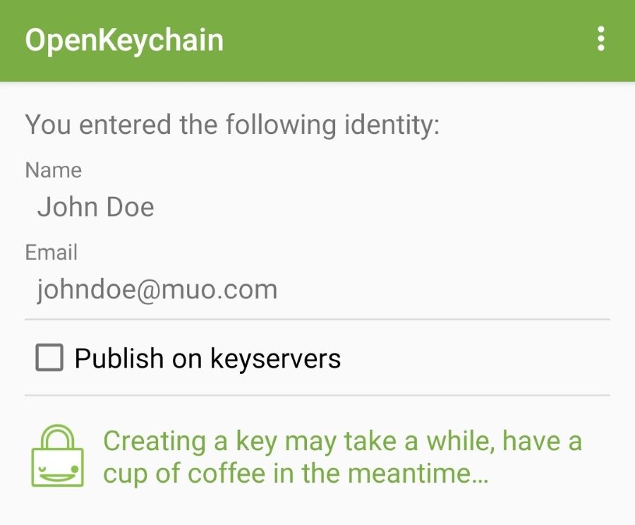 página del servidor de claves openkeychain