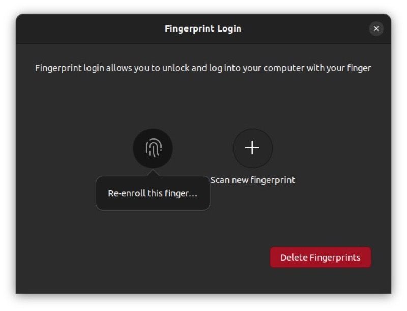 reinscrevendo uma impressão digital no Ubuntu