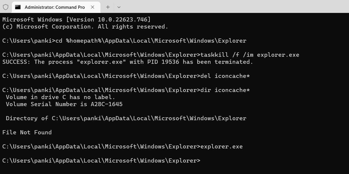 Rebuild Icon Cache on Windows Using Command Prompt