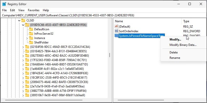 eliminar el editor de registro de iconos de onedrive, el sistema de edición de Windows 11 está anclado al espacio de nombres libre